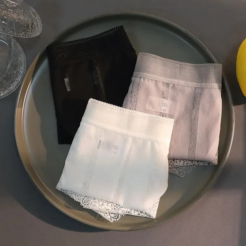 上品な透け感 3枚セット 美尻 誘惑 通気性に富む 切り替え レース 無地 スタンダードショーツ