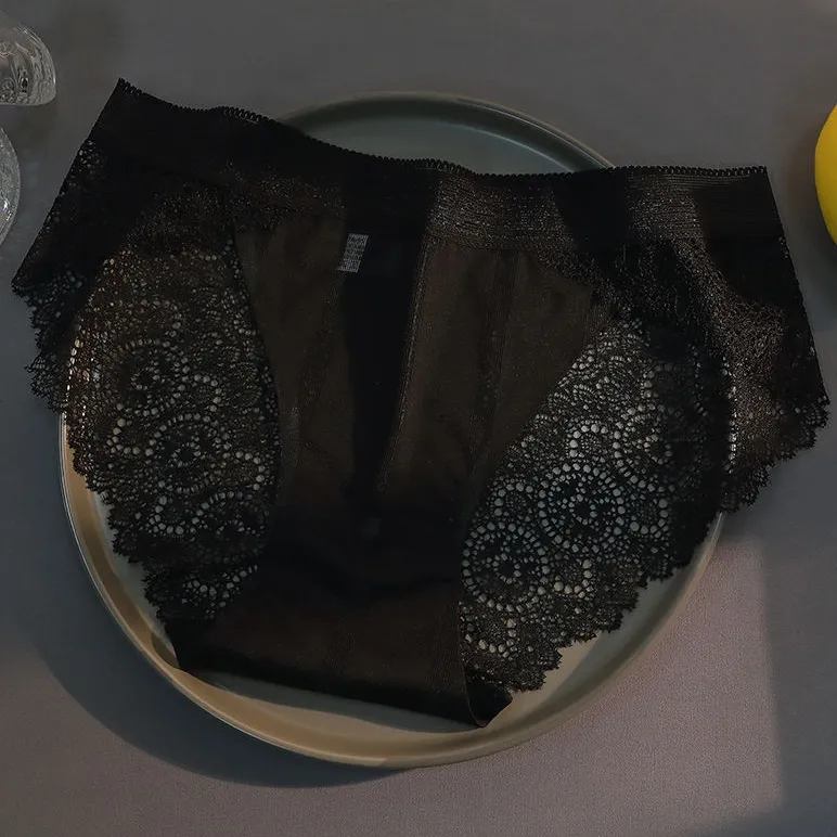 上品な透け感 3枚セット 美尻 誘惑 通気性に富む 切り替え レース 無地 スタンダードショーツ