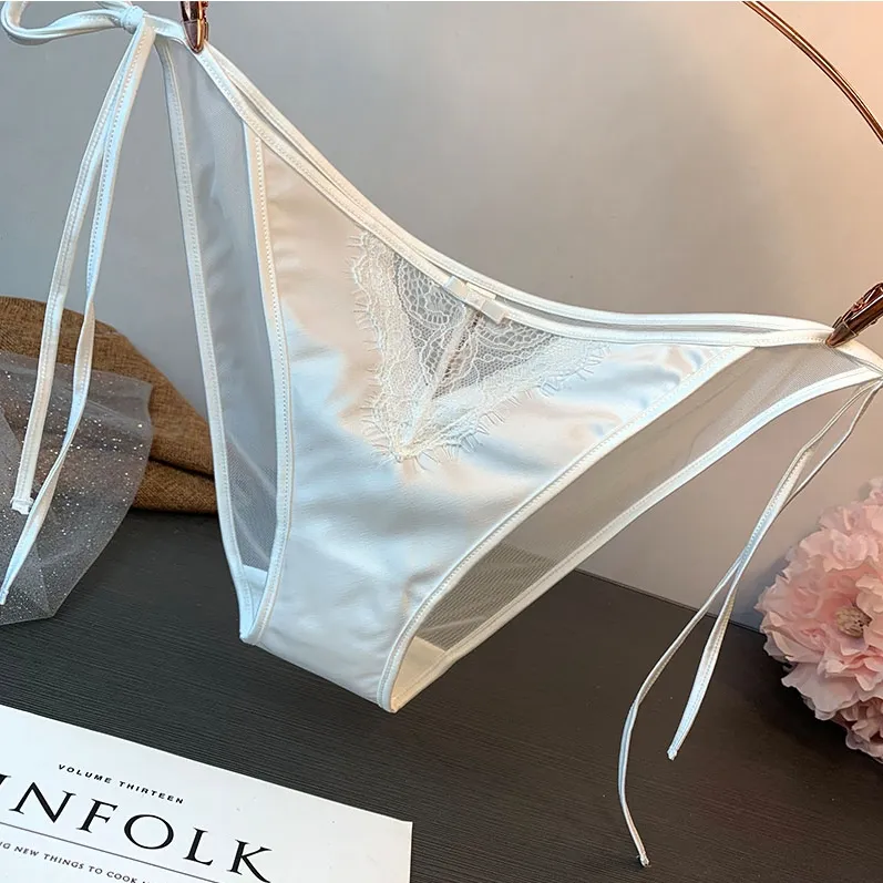 締め付け感ゼロ シームレス 紐パンティ シルク レース セクシー スタンダードショーツ