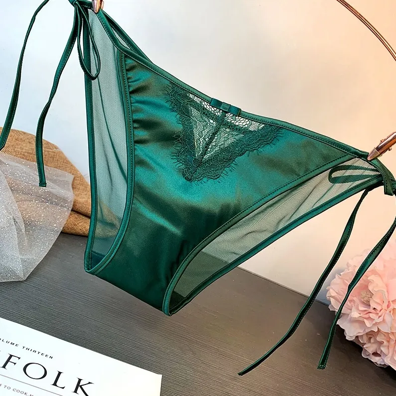 締め付け感ゼロ シームレス 紐パンティ シルク レース セクシー スタンダードショーツ