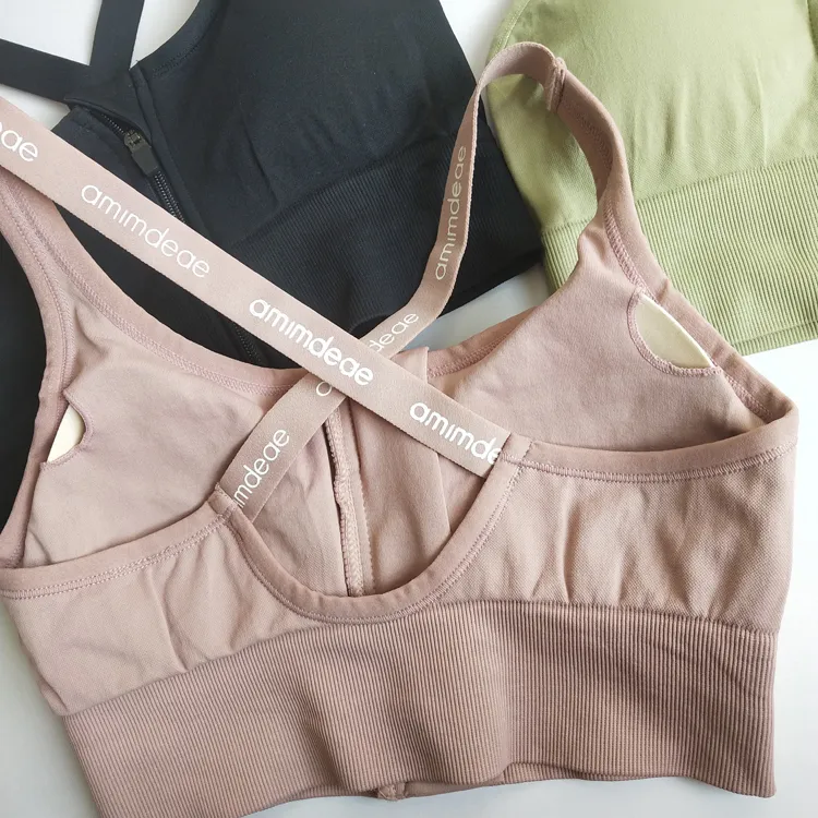 安定感UP 揺れない シンプル スポーツ ヨガ ジョギング レディース 無地 スポーツブラ