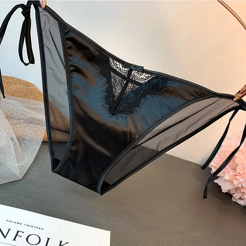 締め付け感ゼロ シームレス 紐パンティ シルク レース セクシー スタンダードショーツ