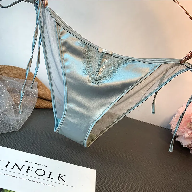 締め付け感ゼロ シームレス 紐パンティ シルク レース セクシー スタンダードショーツ