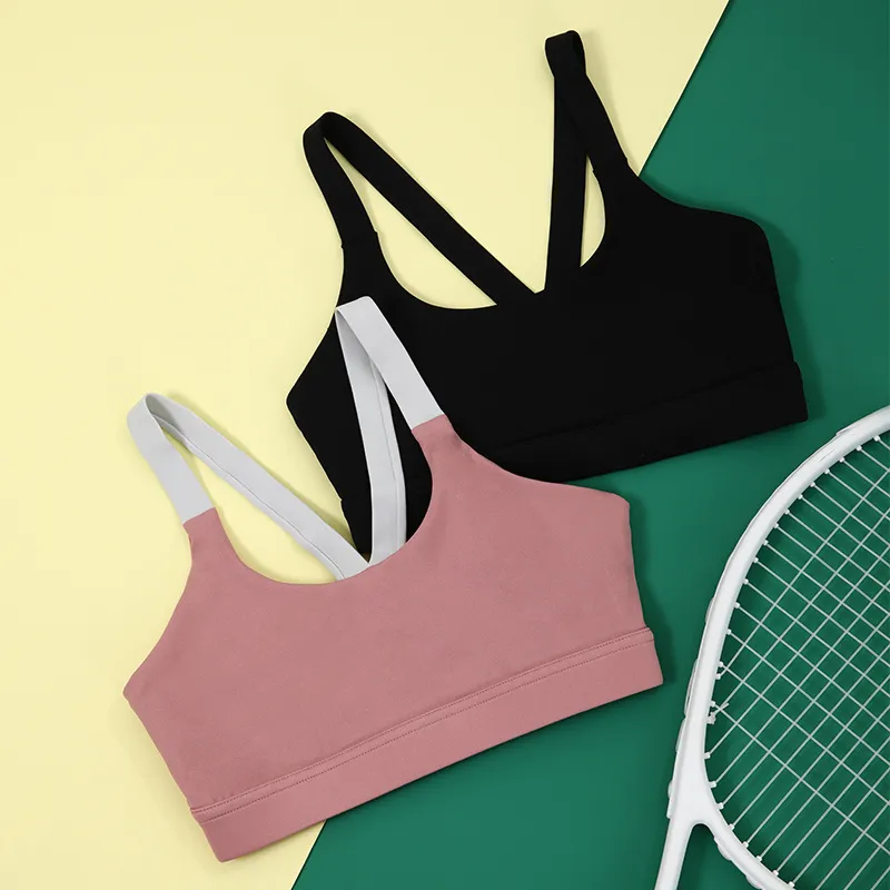 セクシー 快適 脇高 配色 キャミソール ヨガ スポーツ タンクトップス