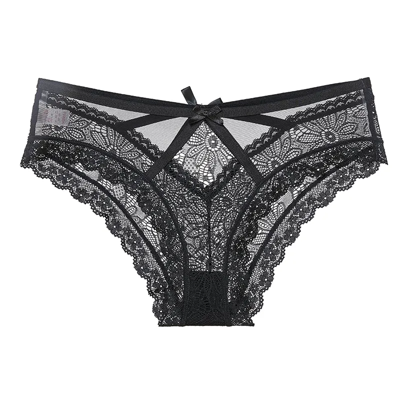 快適な肌触り 透かし彫り セクシー レース スケスケ リボン フェミニン スタンダードショーツ