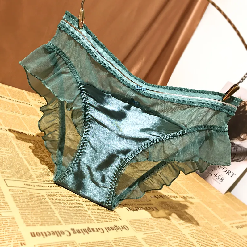 フェミニン メッシュ 切り替え フリル 透け透け 美尻 通気性良い スタンダードショーツ