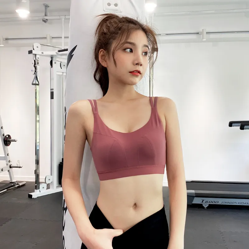 スポーツ シンプル 無地 後ろホック ワイヤーなし レディース スポーツブラ
