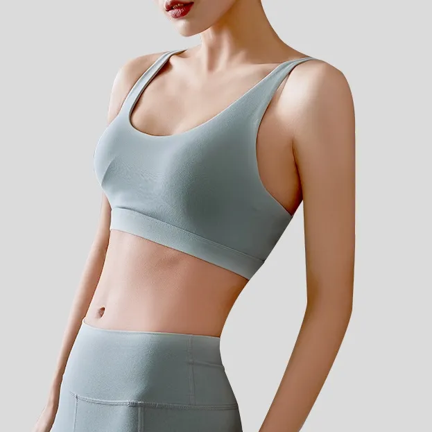安定感UP 背中見せ ファッション ヨガ 無地 プルオーバー ワイヤーなし スポーツブラ