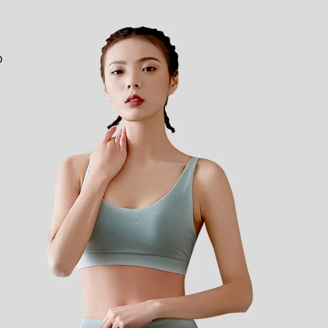 安定感UP 背中見せ ファッション ヨガ 無地 プルオーバー ワイヤーなし スポーツブラ