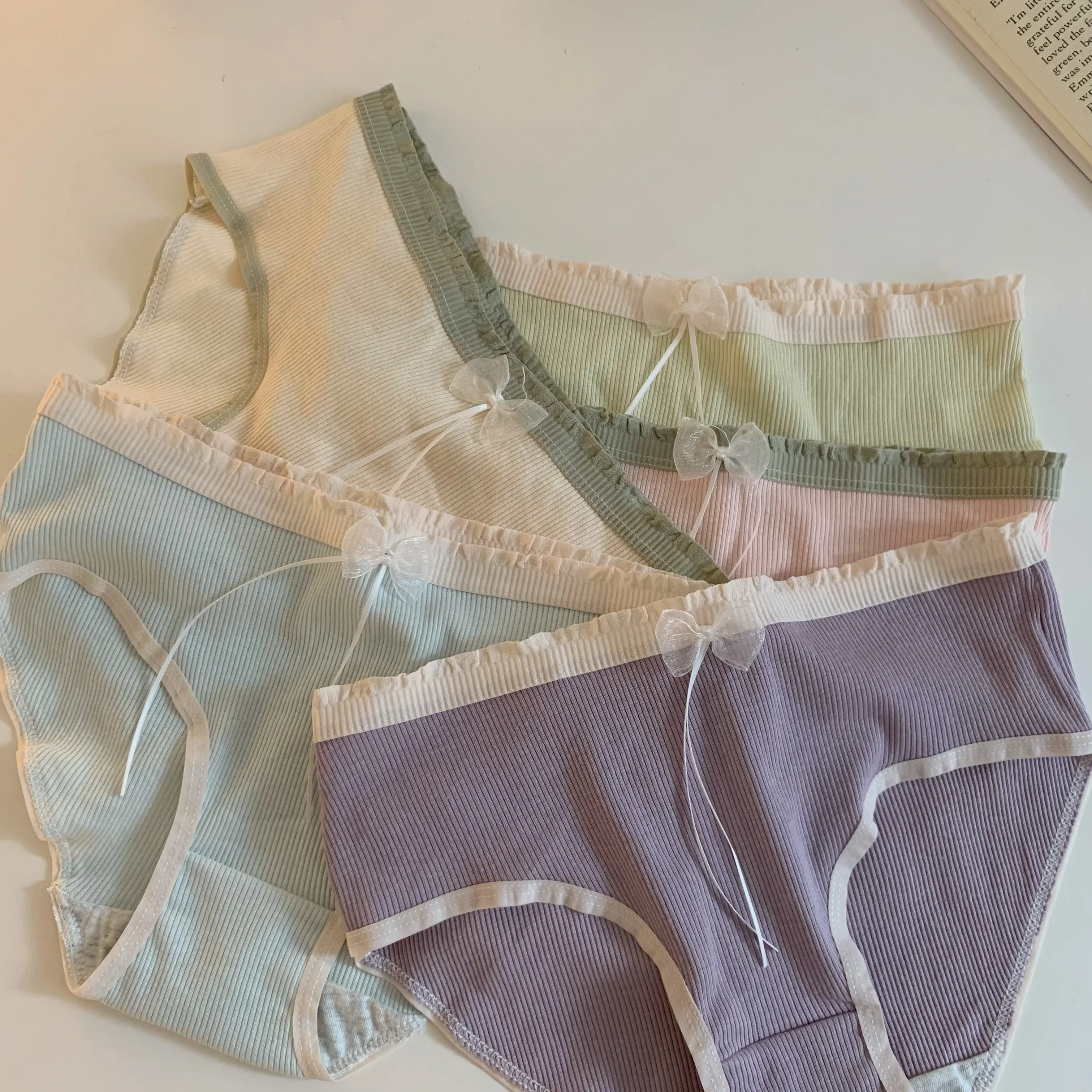 5点セット スウィート レース 切り替え 配色 通気性良い 柔らかい スタンダードショーツ