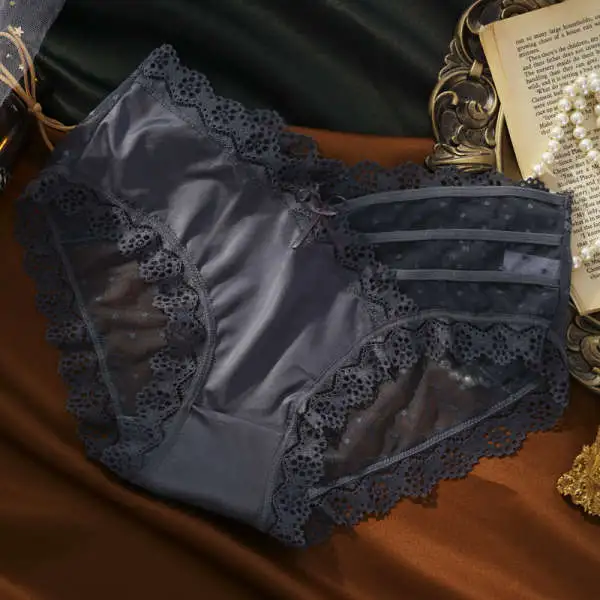 女子力UP レース 切り替え セクシー 高通気 スケスケ コットン スタンダードショーツ