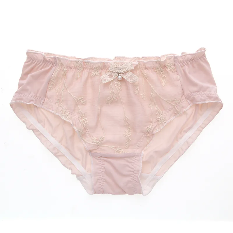 甘さ満点 刺繡 肌触り抜群 可愛い 美尻 パンティ リボン飾り スタンダードショーツ