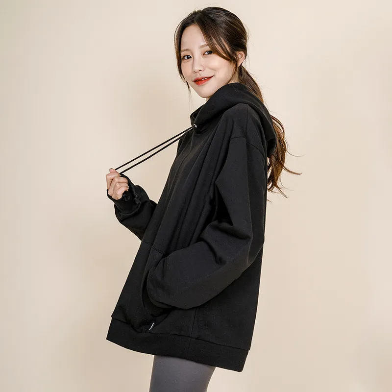 秋冬 シンプル フード付き 長袖 スポーツ 吸汗速乾素材 ゆったり ヨガトップス