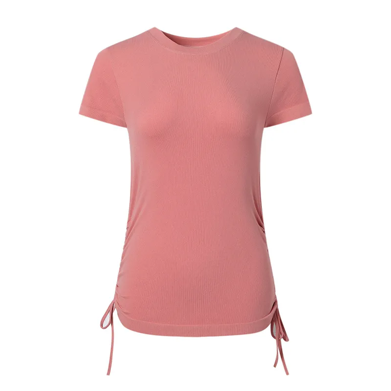 人気新作 スポーツ 吸汗速乾 プルオーバー ギャザー ボウタイ 無地 ヨガウェア