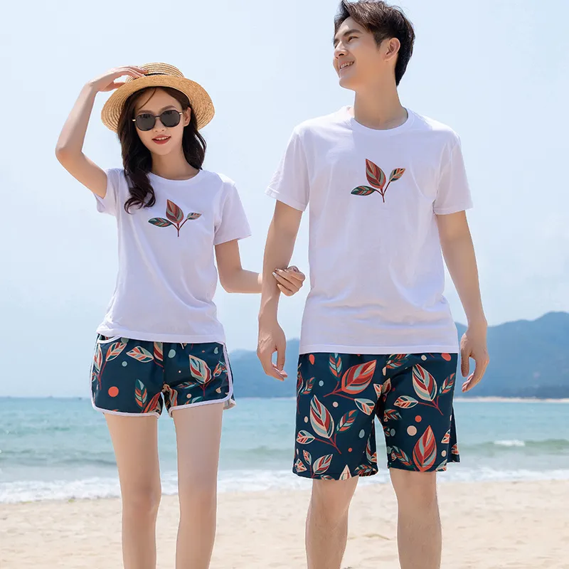 おしゃれ度高め INS カップル 清新 メンズ ビーチパンツ 単品販売可能 タンキニ 上下セット 体型カバー Tシャツ ビキニ