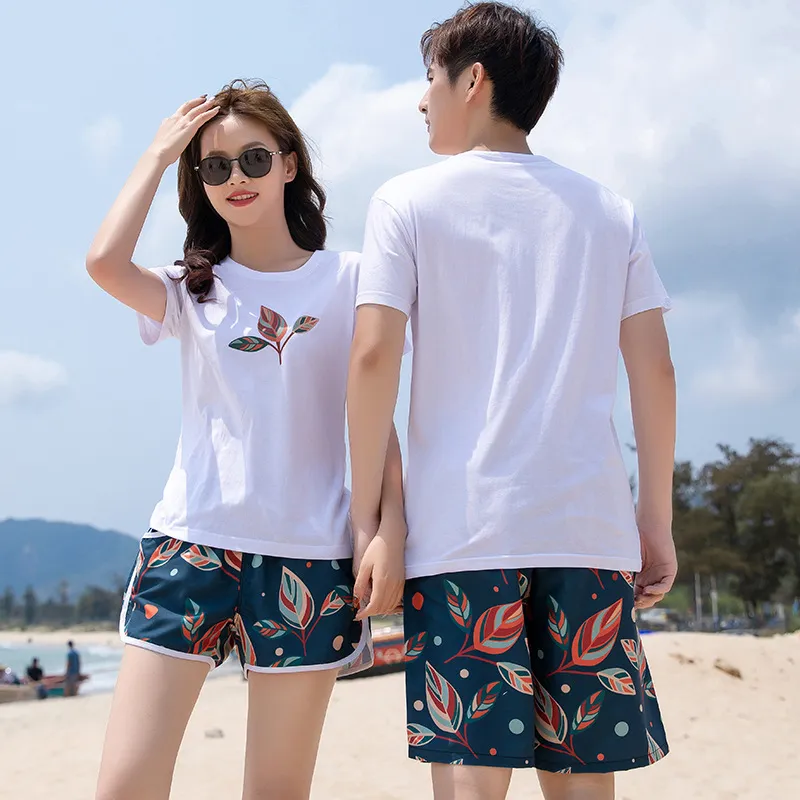 おしゃれ度高め INS カップル 清新 メンズ ビーチパンツ 単品販売可能 タンキニ 上下セット 体型カバー Tシャツ ビキニ