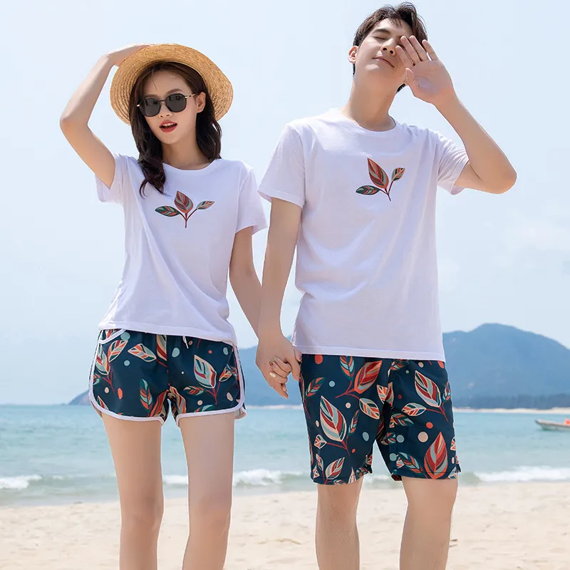 おしゃれ度高め INS カップル 清新 メンズ ビーチパンツ 単品販売可能 タンキニ 上下セット 体型カバー Tシャツ ビキニ