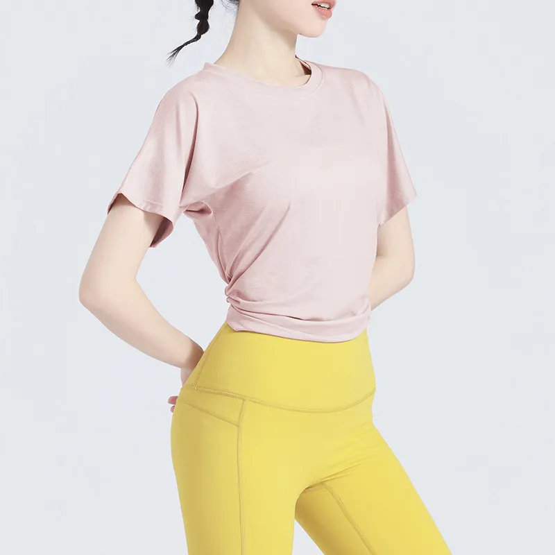 美背 クロスバック ヨガウェア ラウンドネック 切り替え スポーツ トップス