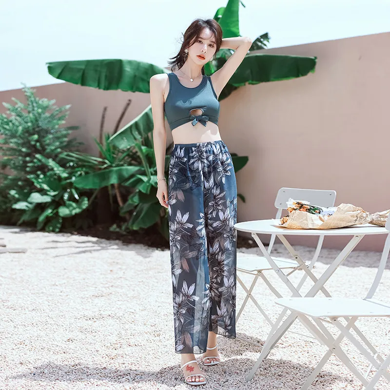 韓国人気 カップル 着瘦せ ペアルック 温泉 タンキニ お揃い 体型カバー ペア水着