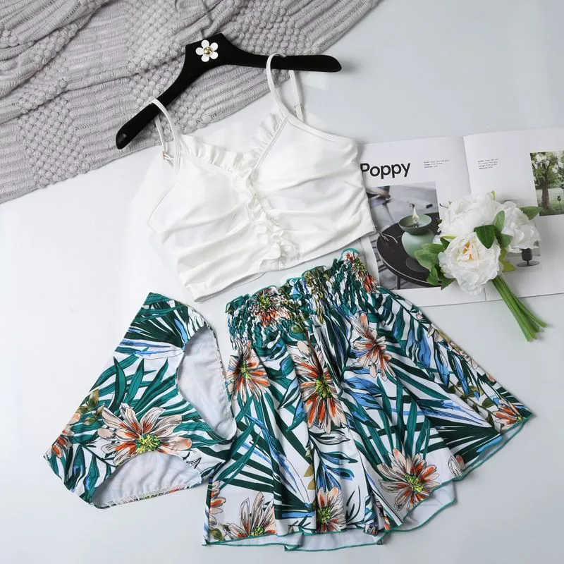 南国風 リゾート カップル お揃い 3点セット サーフパンツ 海パン 体型カバー ペア水着