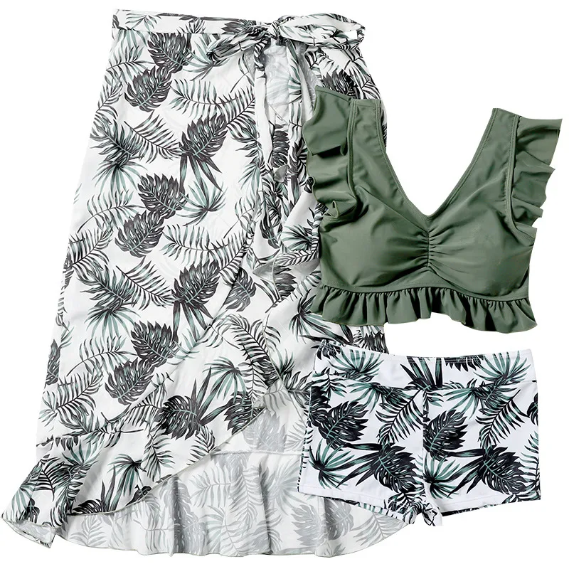 おしゃれ カップル お揃い ボヘミアンスタイル フリル 体型カバー リゾート タンキニ ビキニ ペア水着