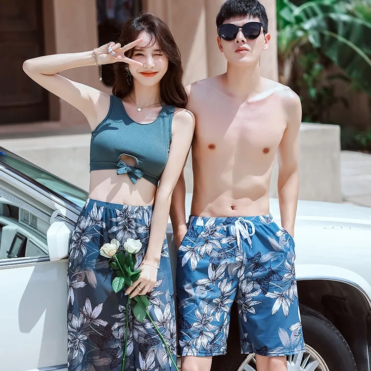 ボヘミアンスタイル 新婚旅行 お揃い カップル プリント おしゃれ 体型カバー ビキニ タンキニ ペア水着