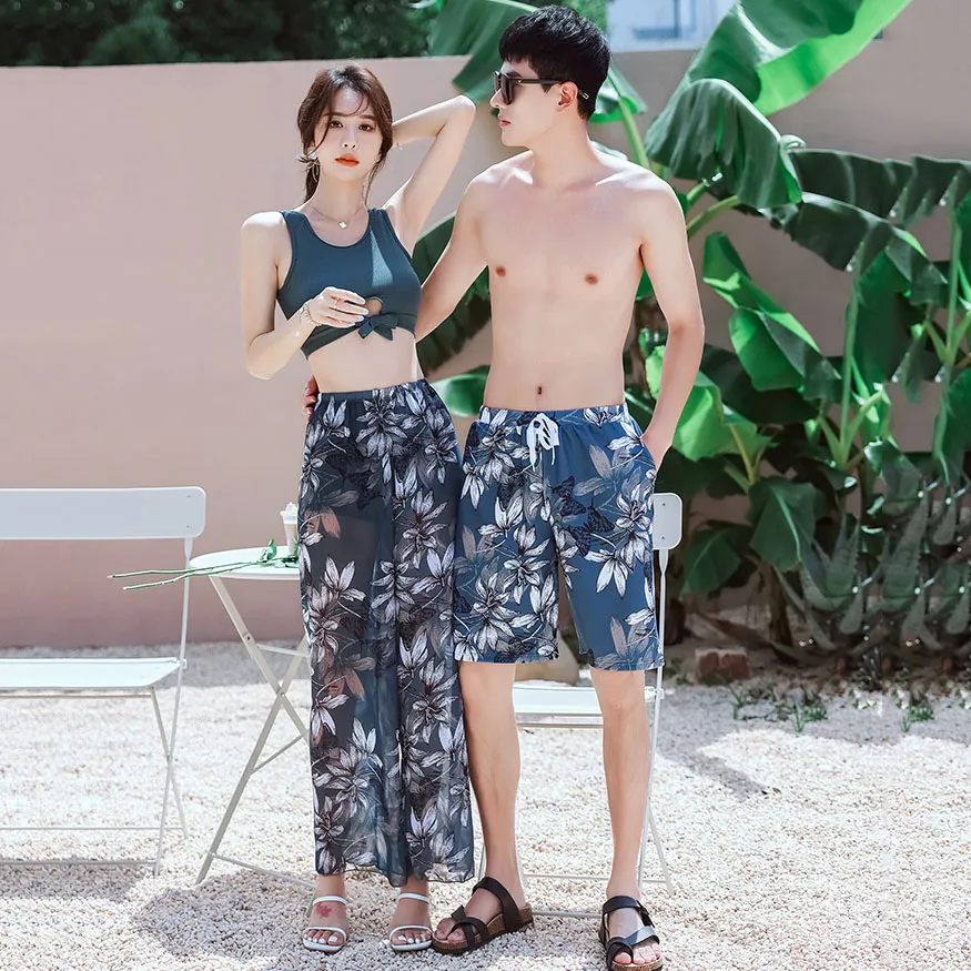 ボヘミアンスタイル 新婚旅行 お揃い カップル プリント おしゃれ 体型カバー ビキニ タンキニ ペア水着