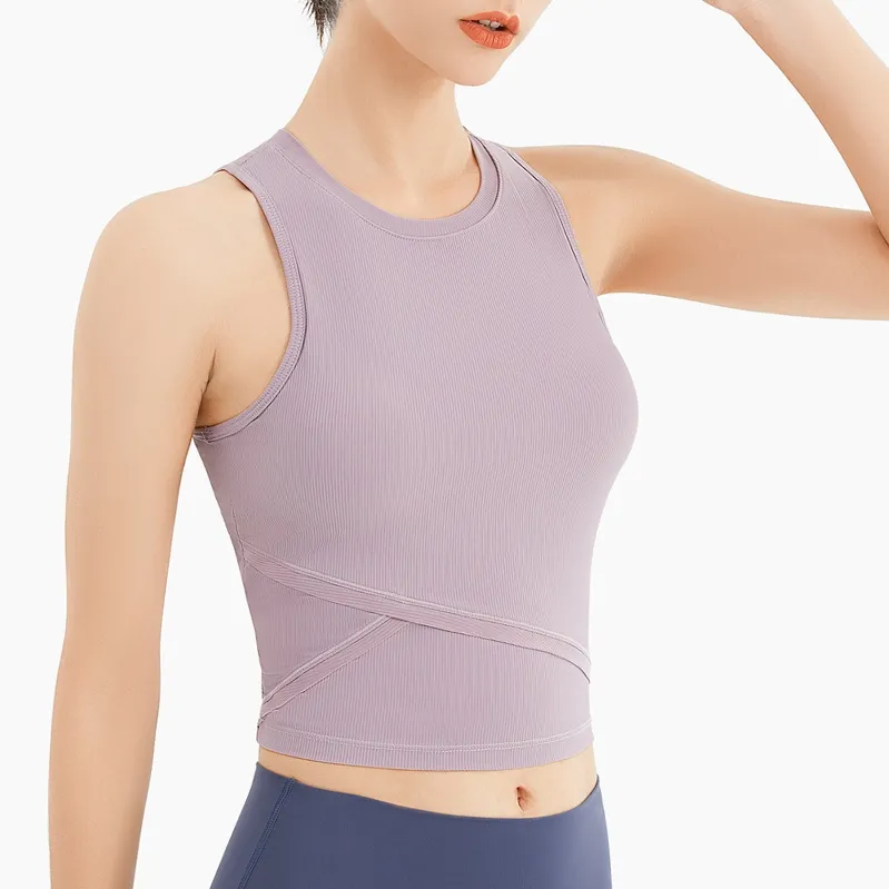 定番シンプル スポーツ 吸汗速乾 パッド付き 体型カバー 切り替え 無地 ヨガウェア