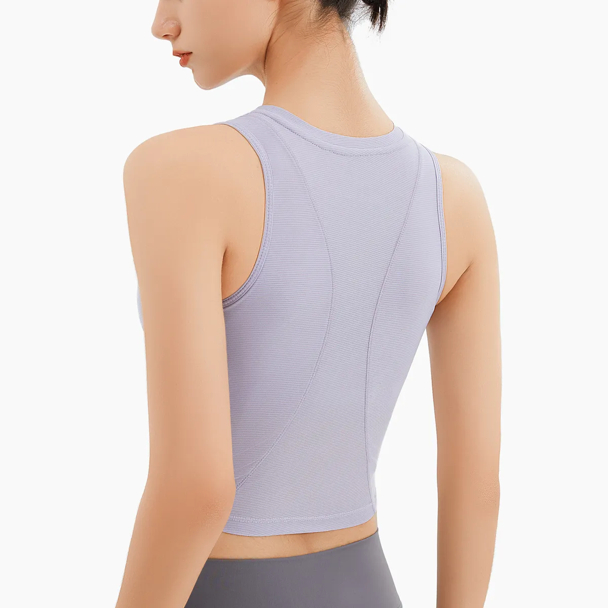 定番シンプル スポーツ 吸汗速乾 パッド付き 体型カバー 切り替え 無地 ヨガウェア