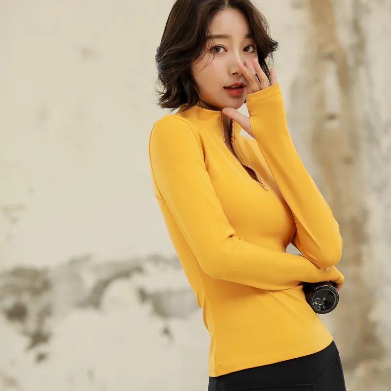 多色展開 ノームコア 無地 ファスナー ハーフネック 吸汗速乾 ヨガトップス