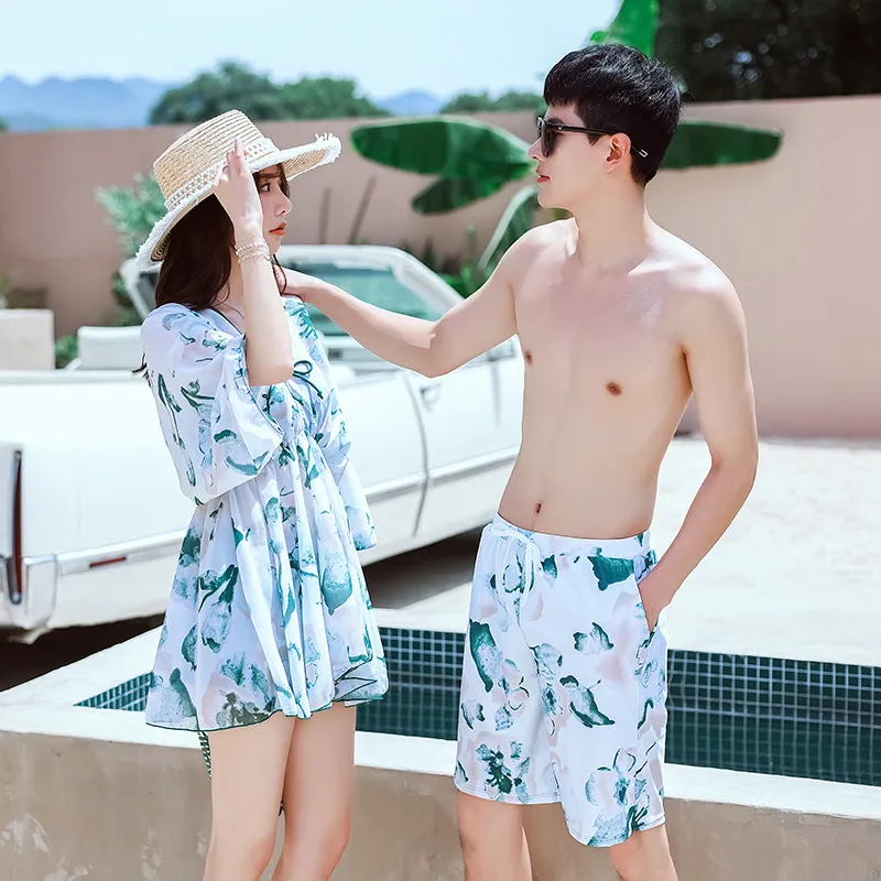 お揃い ペア水着 カップル旅行 花柄プリント 体型カバー 日焼け止め おしゃれ デート ビキニ