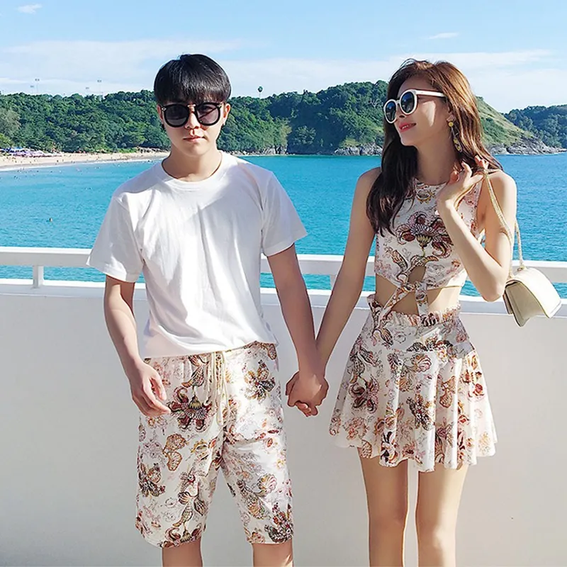 インスタグラム人気 カップル水着 スウィート 透かし彫り ファッション 花柄 タンキニ プリント 体型カバー ビキニ