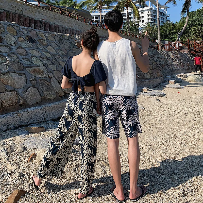 カップル ボヘミアンスタイル 体型カバー ランタンスリーブ スクエアネック タンキニ ビキニ