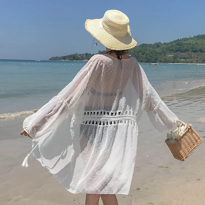 美人度アップ 日よけ オーバーウェア 透かし彫り コットン 着痩せ ラッシュガード エレガント カーディガン