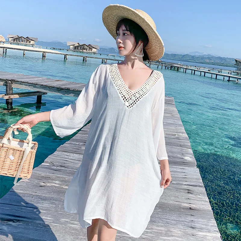 紫外線カット 通気 ロング丈 冷房対策 体型カバー 薄手快適 水着コート ラッシュガード