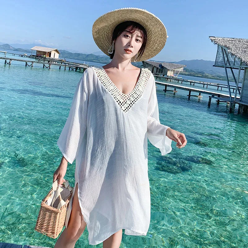 紫外線カット 通気 ロング丈 冷房対策 体型カバー 薄手快適 水着コート ラッシュガード