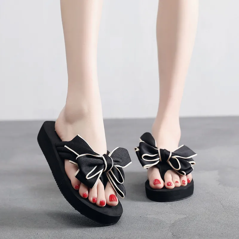 【3cm/6cmの厚さ】リボン 厚底 滑り止め 海辺 海水浴 オシャレ 疲れない 履きやすい 美脚 ビーチサンダル