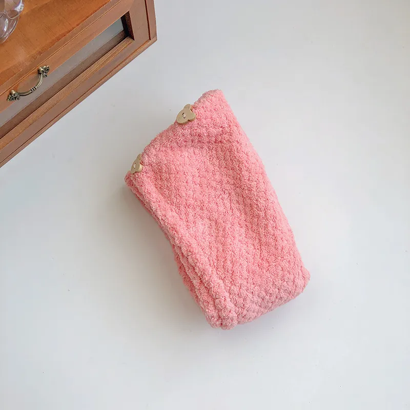 今だけ超お得 吸収性 速乾 ボタン付き 浴室 乾いた髪 帽子 タオルキャップ