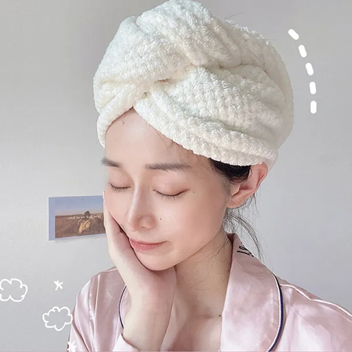 今だけ超お得 吸収性 速乾 ボタン付き 浴室 乾いた髪 帽子 タオルキャップ