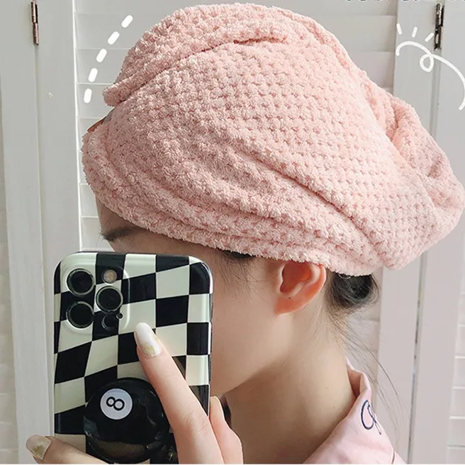 今だけ超お得 吸収性 速乾 ボタン付き 浴室 乾いた髪 帽子 タオルキャップ