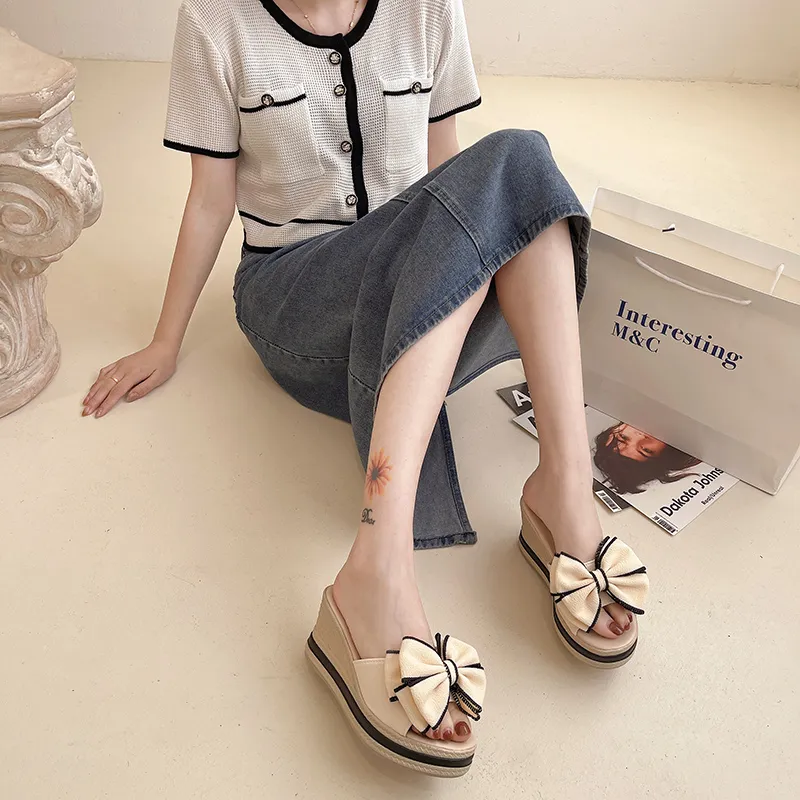 女子マスト カジュアル PU リボン付き 厚底 ハイヒール ファッション サンダル