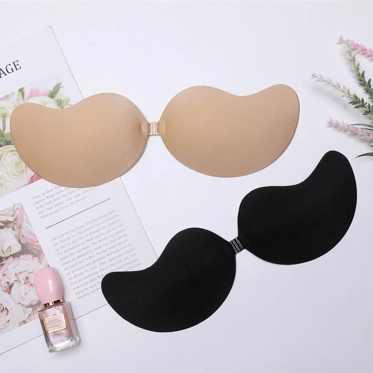 シームレス 粘着力 水着用 ドレス ノンワイヤー フロントホック A-Dカップ対応 ステルス ヌーブラ