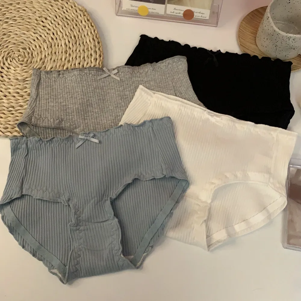 【4点セット】締め付け感ゼロ シンプル 無地 リボン付き 快適な肌触り 高通気 吸湿パンツ