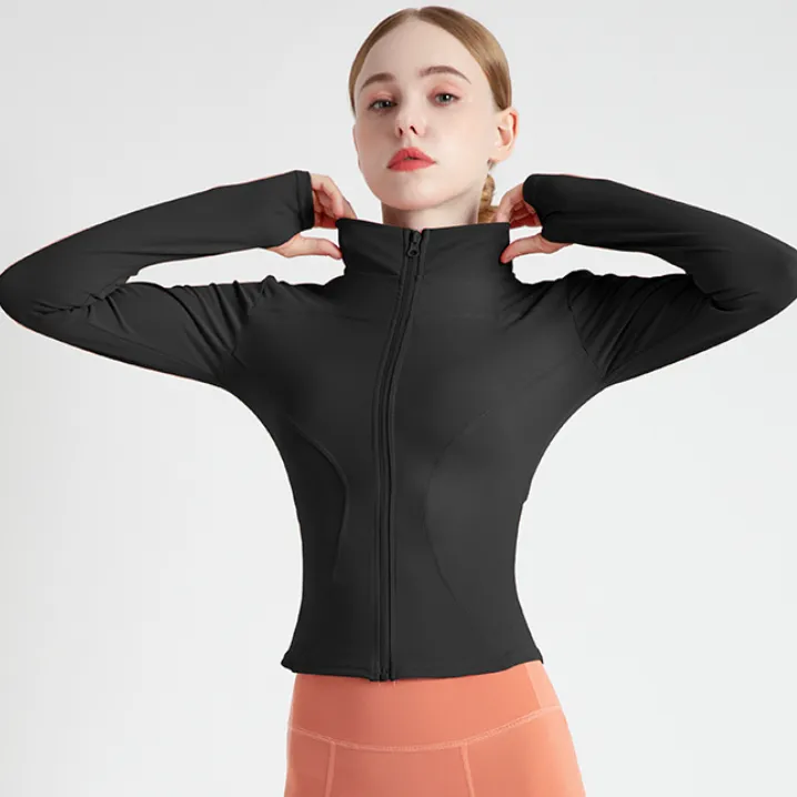 新登場 スポーツ 型崩れしない ファスナー 長袖 キレカジ ハーフネック ヨガ トップス