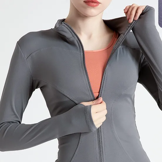 新登場 スポーツ 型崩れしない ファスナー 長袖 キレカジ ハーフネック ヨガ トップス