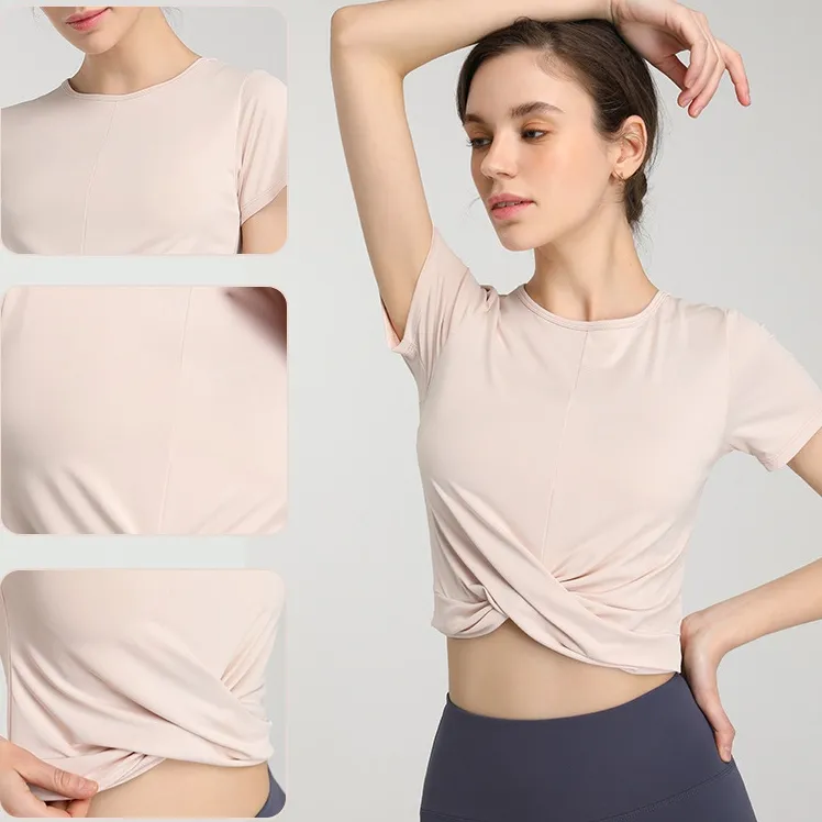 お買い得 シンプル フィットネス 無地 スポーツ 吸汗 ヨガ トップス
