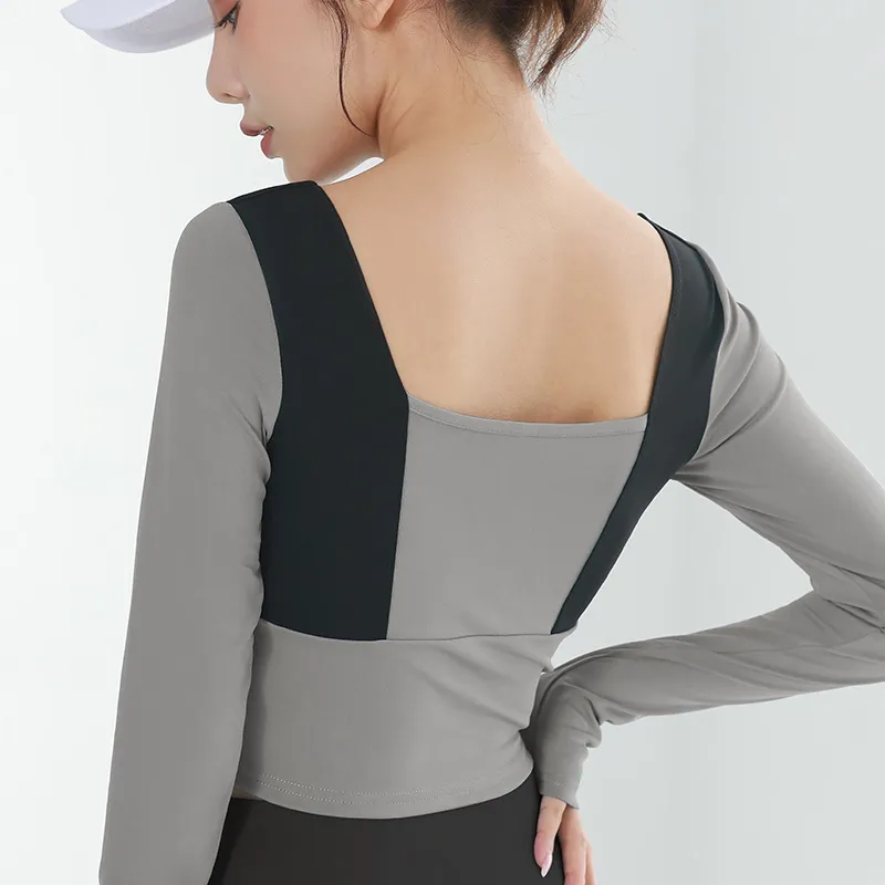配色 シンプル 通気性良い プルオーバー 軽い手持ち感 長袖 スポーツ トップス