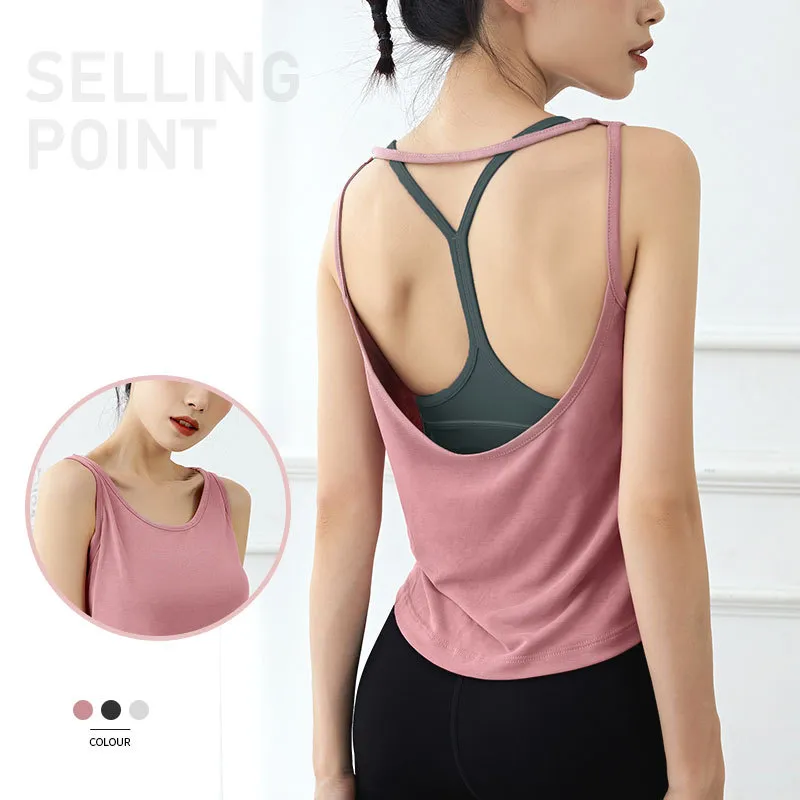 運動欠かせない 背中綺麗 フィットネス 体型カバー 無地 ヨガトップス