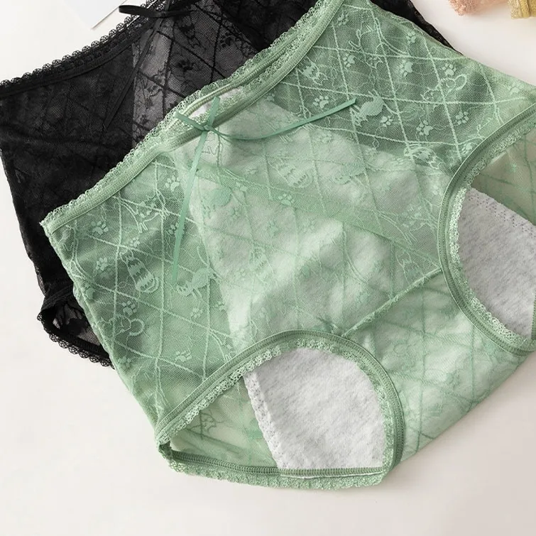 着回し力抜群 ハイウェスト レース 高通気性 スケスケ 防水シート 漏れ完全防御 サニタリー