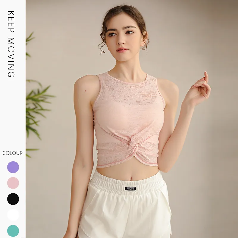 夏を楽しむ 着瘦せ ボウタイ シンプル 快適 ヨガウェア 通気性良い コットン ヨガトップス